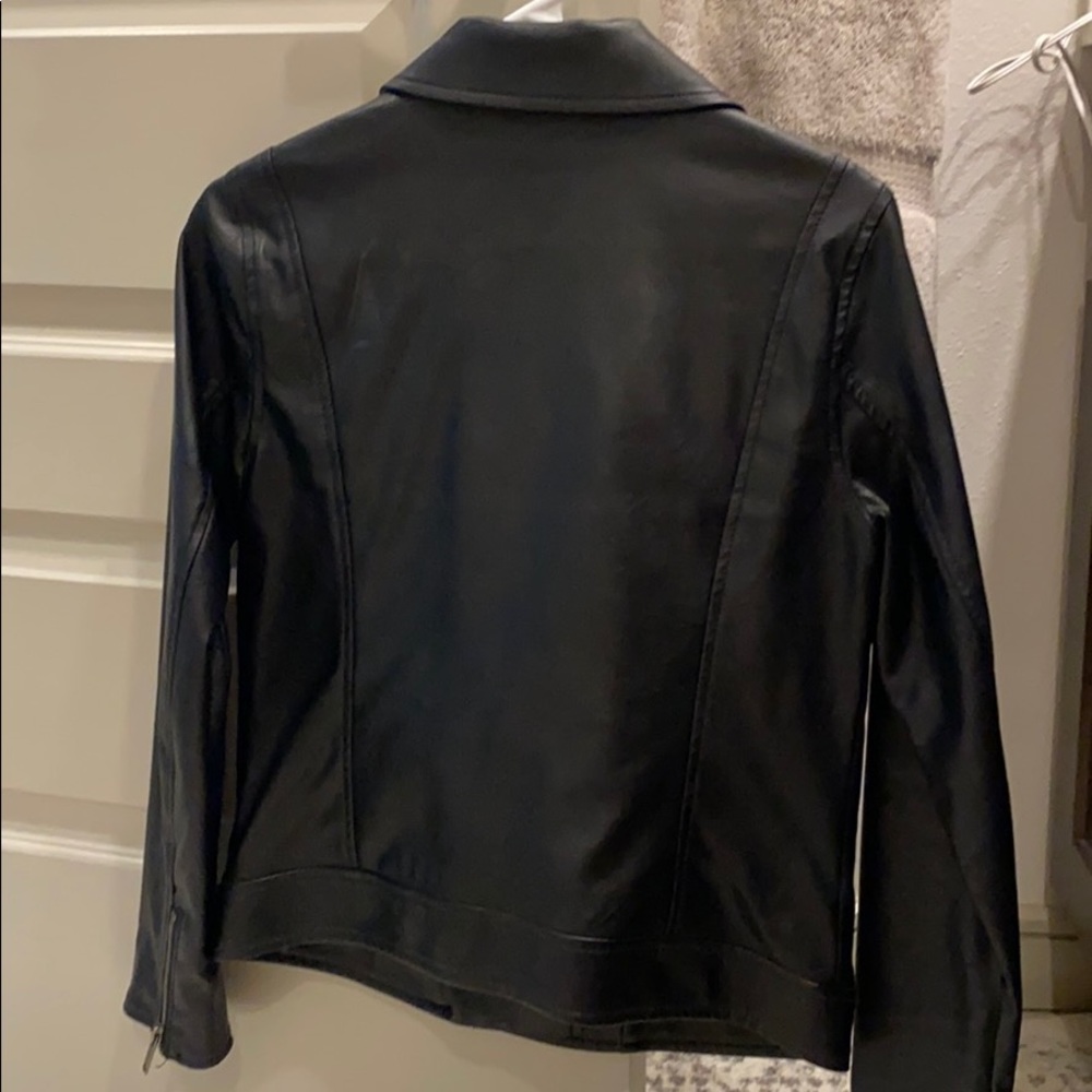 Faux Black Leather Jacket - Picture 4 of 8